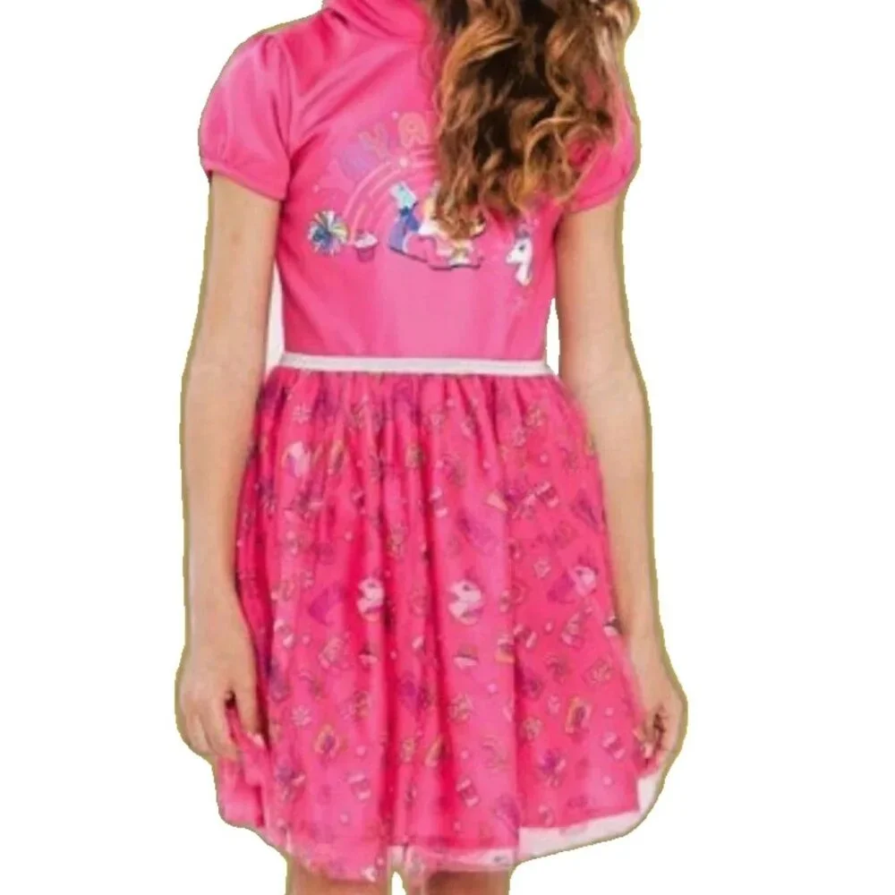Nickelodeon Unicorn Hood Pink Tutu Dress GIRLS SIZE L 10-12 Party Cosplay NEW